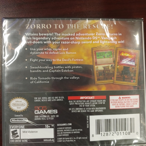 Zorro Nintendo DS Game New sealed - Picture 2 of 2